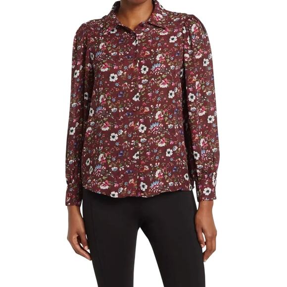 NWT Elie Tahari Long Sleeve Floral Spring Summer Workwear Blouse Size XL - Picture 1 of 9